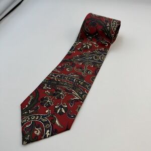 Vintage Oscar de La Renta Couture Collection Men's 100% Silk Tie Red Paisley